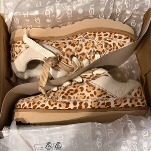 UGG Women's Tan and Cream Animal Print Sneakers Lomel leopard Felicity jasmine
